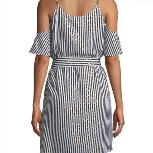 Michael Kors Chained Cold Shoulder Striped Dress - Picture 5 of 8